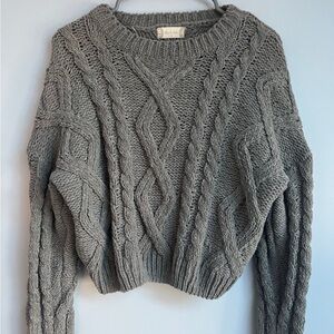 Altar'd State Charcoal Cable Knit Sweater